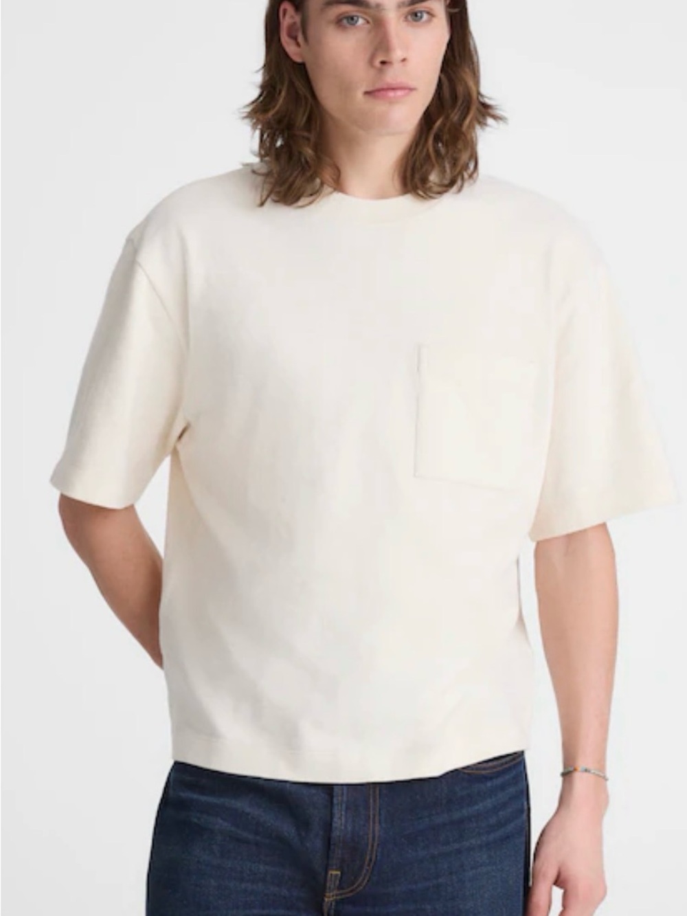 Madewell Men’s Boxy Pocket Tee in Weekend Slub in Natural Seeded Sz XL NEW